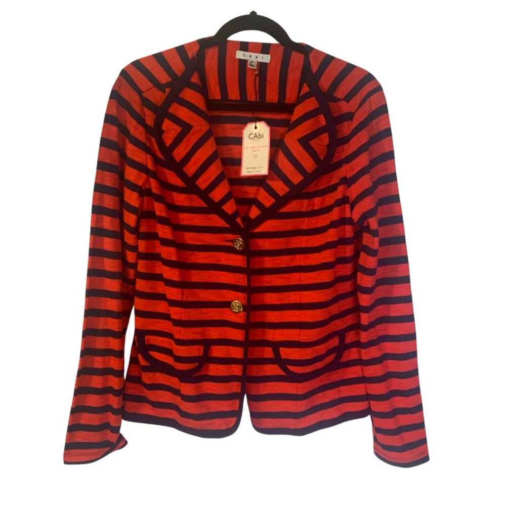 CAbi 224 Yacht Club Jacket Womens Sz M NEW Red Navy Blue Nautical Cruise Travel